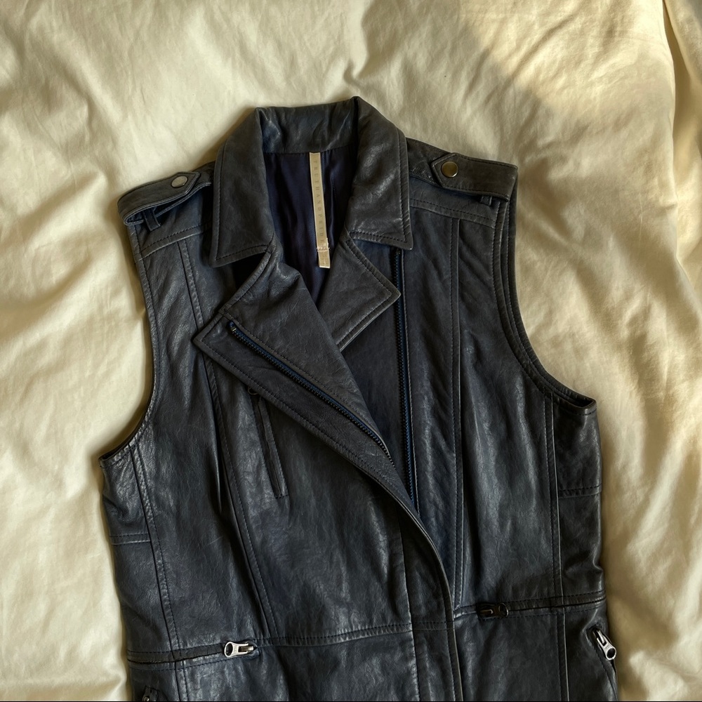 Truth & Pride Blue Leather Vest - Picture 2 of 4